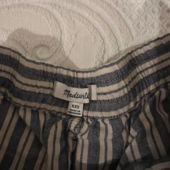 Madewell Oahu Cover Up Shorts in White and Blue Stripe Pompom Trim - Picture 5 of 6